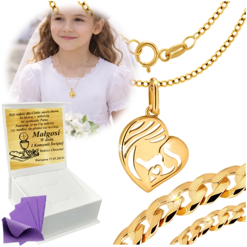Łańcuszek Złoty Medalik Naszyjnik 585 Na Komunię Chrzest GRAWER GRATIS