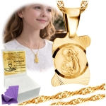 Łańcuszek Złoty Medalik Naszyjnik 925 Na Komunię Chrzest UPOMINEK GRATIS 