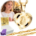 Łańcuszek Złoty Medalik Naszyjnik 925 Na Komunię Chrzest UPOMINEK GRATIS 