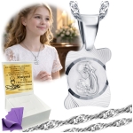 Srebrny Łańcuszek z Medalikiem 925 Komunia Chrzest