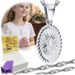 Srebrny Łańcuszek z Medalikiem 925 Komunia Chrzest 