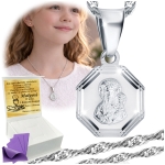 Srebrny Łańcuszek z Medalikiem 925 Komunia Chrzest  