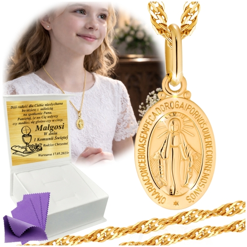 ZŁOTY ŁAŃCUSZEK Z MEDALIKIEM Z MATKĄ BOSKĄ SZKAPLERZ pr.585 