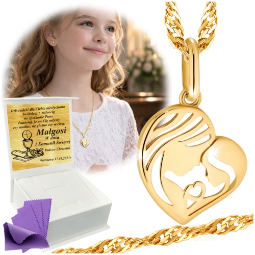 ZŁOTY ŁAŃCUSZEK Z MEDALIKIEM Z MATKĄ BOSKĄ   585