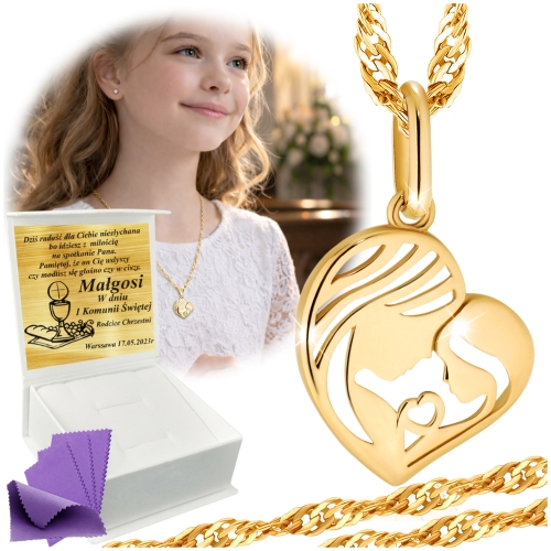 ZŁOTY ŁAŃCUSZEK Z MEDALIKIEM Z MATKĄ BOSKĄ  