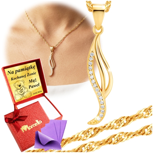 Złoty Łańcuszek z Wisiorkiem Srebro 925