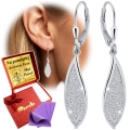 Srebrny Kolczyki Wiszące 925 Cyrkonie AAA Dla Kobiety Na Prezent z Grawerem