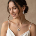 Srebrny Komplet Łańcuszek Kolczyki Serce 925