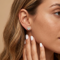 Złote Kolczyki Koniczynki z Cyrkoniami Złoto 585 Na Prezent z Grawerem