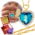 ZŁOTY NASZYJNIK KRYSZTAŁ SERCE Z MOTYLEM ZAWIESZKA Srebro 925/585 Grawer