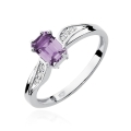 ZŁOTY PIERŚCIONEK ZARĘCZYNOWY Z AMETYSTEM i BRYLANTAMI