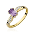 ZŁOTY PIERŚCIONEK ZARĘCZYNOWY Z AMETYSTEM i BRYLANTAMI