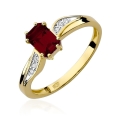 ZŁOTY PIERŚCIONEK ZARĘCZYNOWY Z GRANATEM i BRYLANTAMI