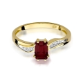 ZŁOTY PIERŚCIONEK ZARĘCZYNOWY Z GRANATEM i BRYLANTAMI