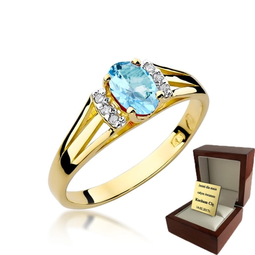 ZŁOTY PIERŚCIONEK ZARĘCZYNOWY  Z BRYLANTEM + Topaz