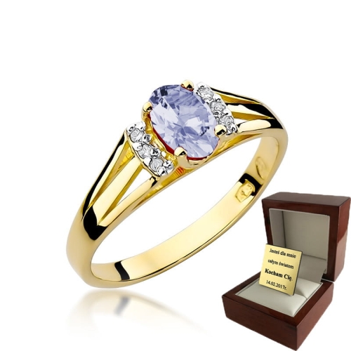 ZŁOTY PIERŚCIONEK ZARĘCZYNOWY  Z BRYLANTEM + Tanzanit