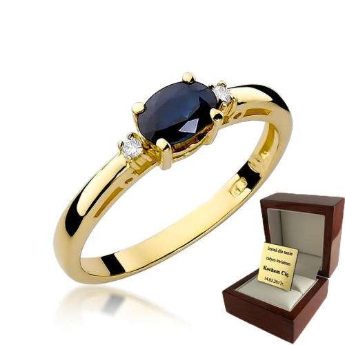 ZŁOTY PIERŚCIONEK ZARĘCZYNOWY  Z BRYLANTEM + Szafir