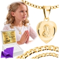 ZŁOTY ŁAŃCUSZEK Z MEDALIKIEM SREBRO 925/585 NA KOMUNIĘ CHRZEST GRAWER