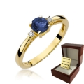 ZŁOTY PIERŚCIONEK ZARĘCZYNOWY  Z BRYLANTEM + Szafir