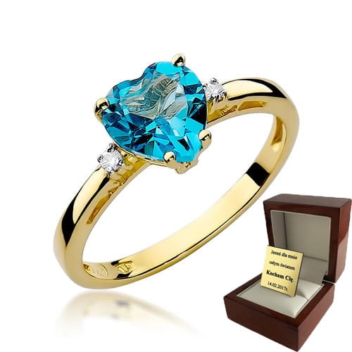 ZŁOTY PIERŚCIONEK ZARĘCZYNOWY  Z BRYLANTEM + Topaz