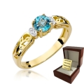 ZŁOTY PIERŚCIONEK ZARĘCZYNOWY  Z BRYLANTEM  + Topaz