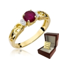 ZŁOTY PIERŚCIONEK ZARĘCZYNOWY  Z BRYLANTEM  + Rubin