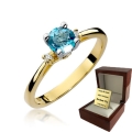 ZŁOTY PIERŚCIONEK ZARĘCZYNOWY  Z BRYLANTEM + Topaz