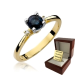 ZŁOTY PIERŚCIONEK ZARĘCZYNOWY  Z BRYLANTEM + Szafir
