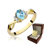 ZŁOTY PIERŚCIONEK ZARĘCZYNOWY  Z BRYLANTEM + Topaz