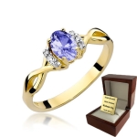 ZŁOTY PIERŚCIONEK ZARĘCZYNOWY  Z BRYLANTEM +Tanzanit 