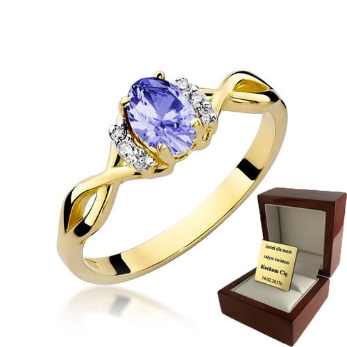 ZŁOTY PIERŚCIONEK ZARĘCZYNOWY  Z BRYLANTEM +Tanzanit 
