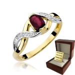 ZŁOTY PIERŚCIONEK ZARĘCZYNOWY  Z BRYLANTEM + Rubin