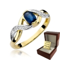 ZŁOTY PIERŚCIONEK ZARĘCZYNOWY  Z BRYLANTEM + Szafir