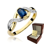 ZŁOTY PIERŚCIONEK ZARĘCZYNOWY  Z BRYLANTEM + Szafir
