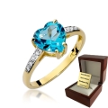 ZŁOTY PIERŚCIONEK ZARĘCZYNOWY  Z BRYLANTEM + tOPAZ