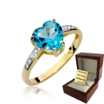 ZŁOTY PIERŚCIONEK ZARĘCZYNOWY  Z BRYLANTEM + tOPAZ