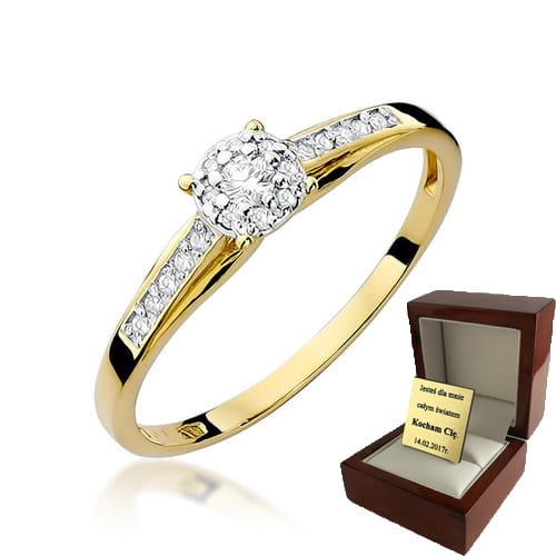 ZŁOTY PIERŚCIONEK ZARĘCZYNOWY  Z BRYLANTEM 