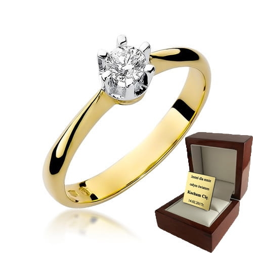 ZŁOTY PIERŚCIONEK ZARĘCZYNOWY  Z BRYLANTEM  0,23ct