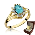 ZŁOTY PIERŚCIONEK ZARĘCZYNOWY  Z BRYLANTEM + Topaz
