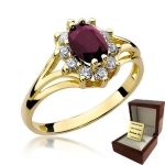 ZŁOTY PIERŚCIONEK ZARĘCZYNOWY  Z BRYLANTEM + Rubin