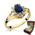 ZŁOTY PIERŚCIONEK ZARĘCZYNOWY  Z BRYLANTEM + Szafir