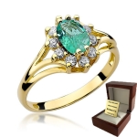 ZŁOTY PIERŚCIONEK ZARĘCZYNOWY  Z BRYLANTEM + Szmaragd
