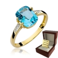 ZŁOTY PIERŚCIONEK ZARĘCZYNOWY  Z BRYLANTEM + Topaz