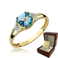 ZŁOTY PIERŚCIONEK ZARĘCZYNOWY  Z BRYLANTEM + Topaz