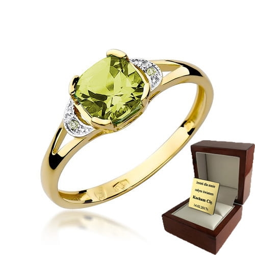 ZŁOTY PIERŚCIONEK ZARĘCZYNOWY  Z BRYLANTEM + Oliwin