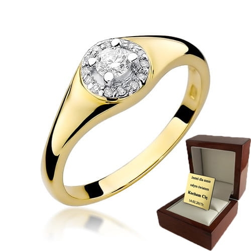 ZŁOTY PIERŚCIONEK ZARĘCZYNOWY  Z BRYLANTEM 