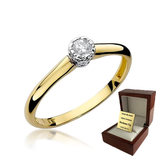 ZŁOTY PIERŚCIONEK ZARĘCZYNOWY  Z BRYLANTEM