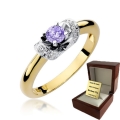 ZŁOTY PIERŚCIONEK ZARĘCZYNOWY  Z BRYLANTEM  i TANZANITEM