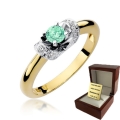 ZŁOTY PIERŚCIONEK ZARĘCZYNOWY  Z BRYLANTEM  i SZMARAGDEM