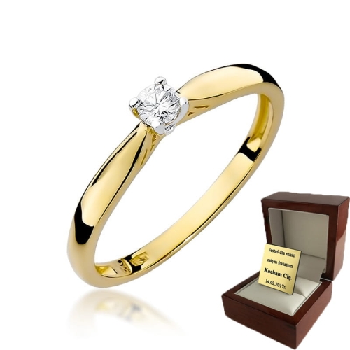 ZŁOTY PIERŚCIONEK ZARĘCZYNOWY  Z BRYLANTEM  0,10ct